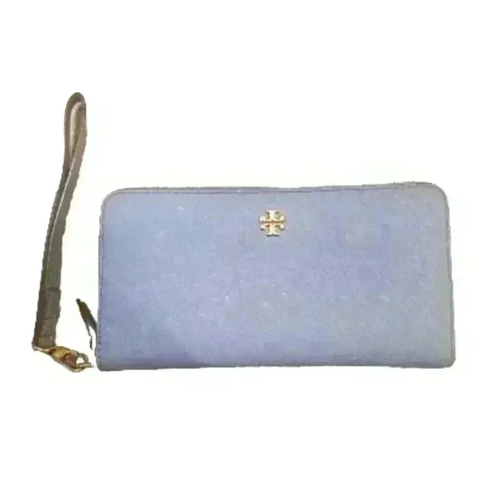 Tory Burch Light Blue Emerson Wristlet Continental Wallet